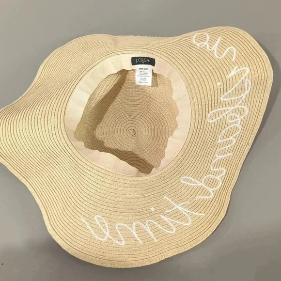 J Crew Sunhat ⛱️ "On Island Time" Straw Floppy Hat Summer Vacation Resortwear - Picture 6 of 7